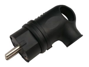 Вилка 16А угловая черная с з/к каучук IP44 EKF