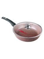 Сковорода ф220 h55 с пласт ручкой с крышкой шоколад Горница(35)---