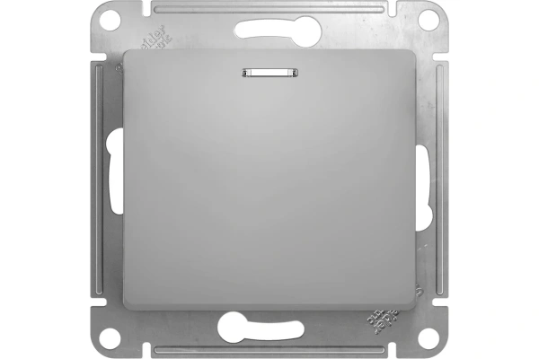 Выключатель механизм 1-кл алюминий с индикатором белый Glossa