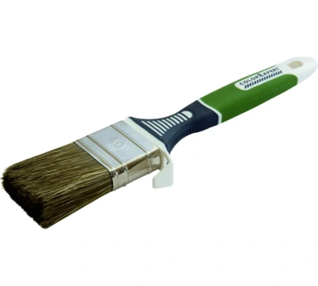 Кисть плоская 40х15мм прорезиненная ручка смешанный ворс зеленая Color Expert