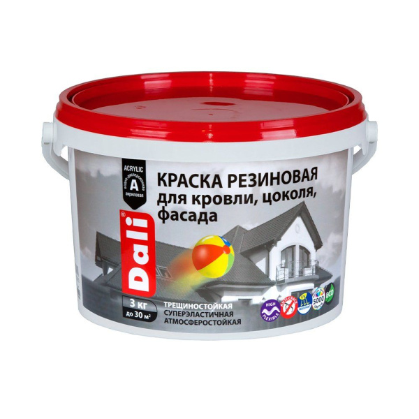Краска Dali фасадная резиновая  3кг белая