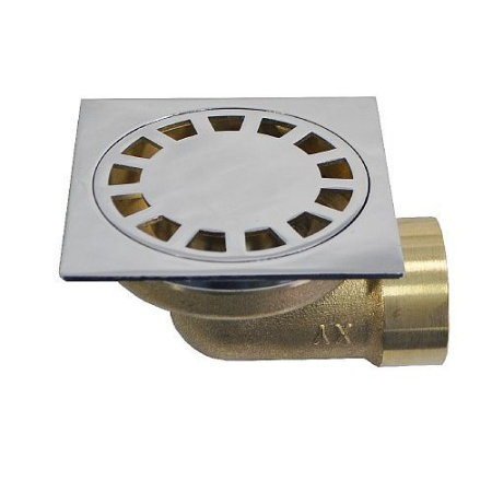 Трап 50 100х100 горизонтальный латунь хром Санакс