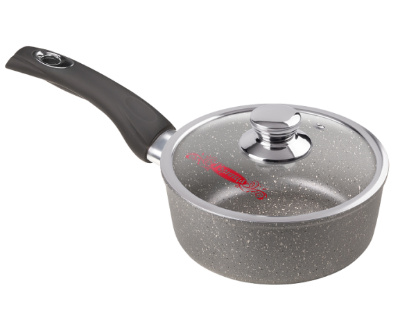 Ковш 2л  с пласт ручкой с крышкой гранит Горница(29)